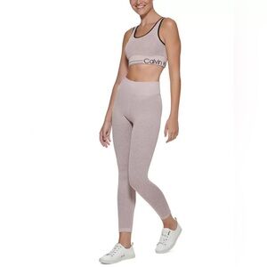 Calvin Klein Seamless Ribbed Crop Top & High-Waist Leggings - Mauve